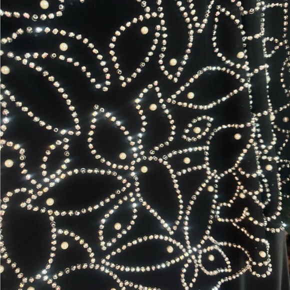 NWT-Elegant Black Dress with Beaded Overlay - Picture 4 of 11